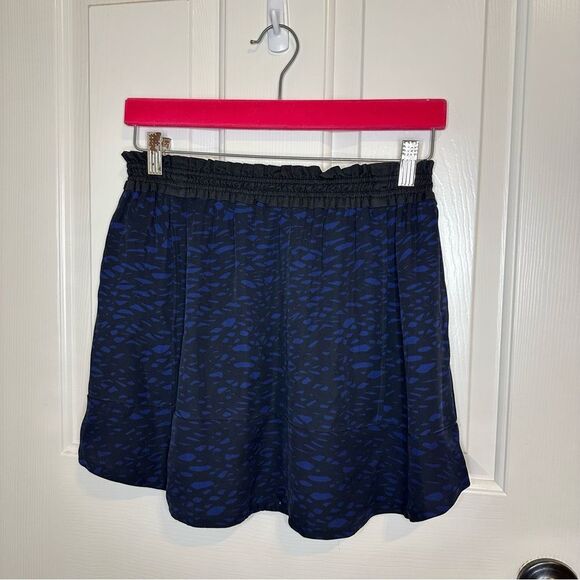 Isabel Marant Blue Black Geometric Pattern 100% Silk Mini Skirt Sz 36 / 4 Grunge - Picture 3 of 10